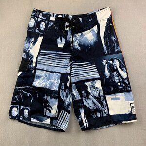 Billabong Bob Marley Mens Swim Trunks 32 Blue Boardshorts Surfing Rasta Reggae